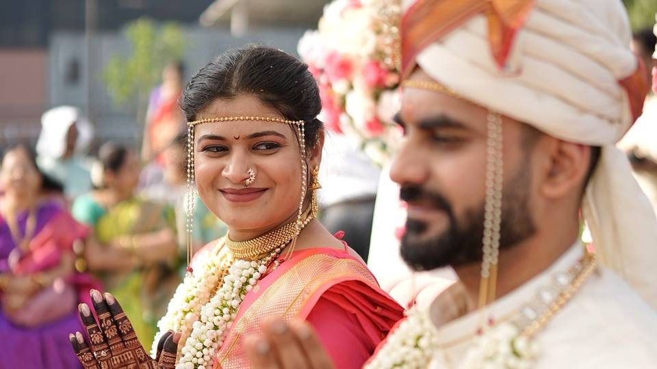 Bride and groom at their wedding ceremony