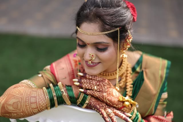 Bride with henna-adorned hands